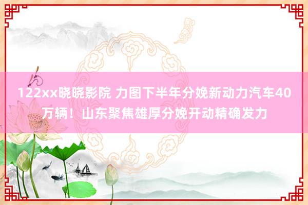 122xx晓晓影院 力图下半年分娩新动力汽车40万辆！山东聚焦雄厚分娩开动精确发力