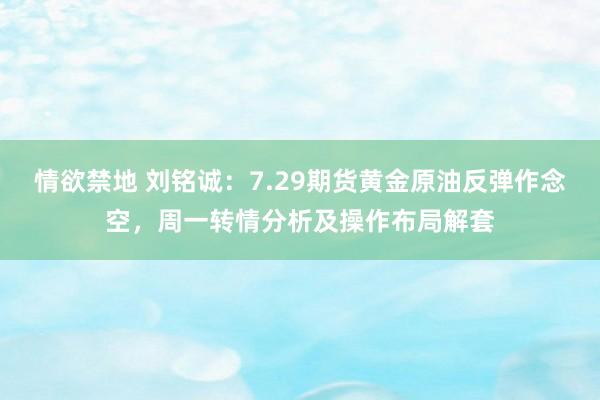 情欲禁地 刘铭诚：7.29期货黄金原油反弹作念空，周一转情分析及操作布局解套