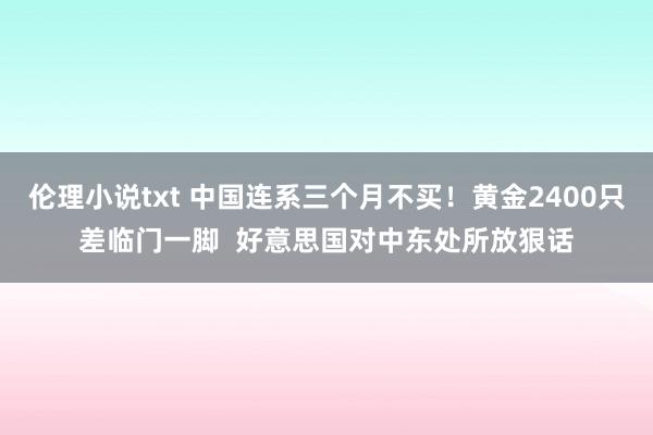 伦理小说txt 中国连系三个月不买！黄金2400只差临门一脚  好意思国对中东处所放狠话