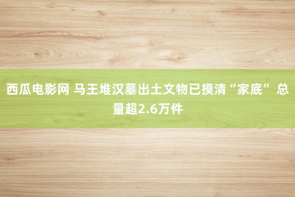 西瓜电影网 马王堆汉墓出土文物已摸清“家底” 总量超2.6万件