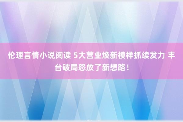 伦理言情小说阅读 5大营业焕新模样抓续发力 丰台破局怒放了新想路！