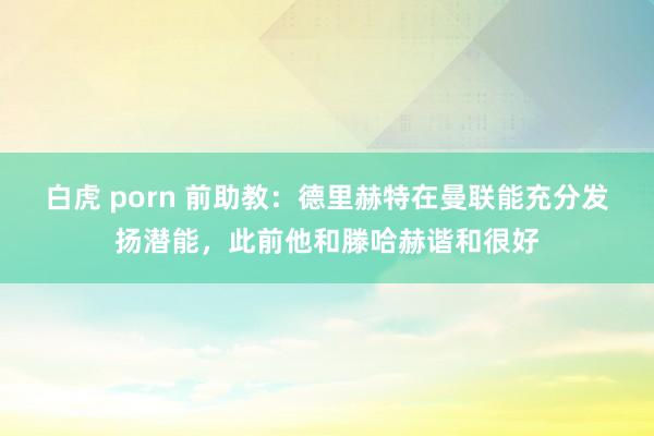 白虎 porn 前助教：德里赫特在曼联能充分发扬潜能，此前他和滕哈赫谐和很好