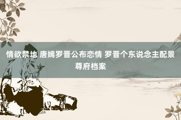 情欲禁地 唐嫣罗晋公布恋情 罗晋个东说念主配景尊府档案