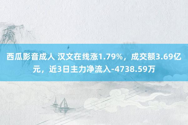 西瓜影音成人 汉文在线涨1.79%，成交额3.69亿元，近3日主力净流入-4738.59万