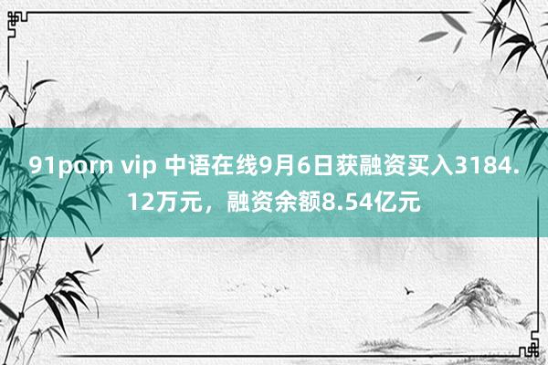 91porn vip 中语在线9月6日获融资买入3184.12万元，融资余额8.54亿元